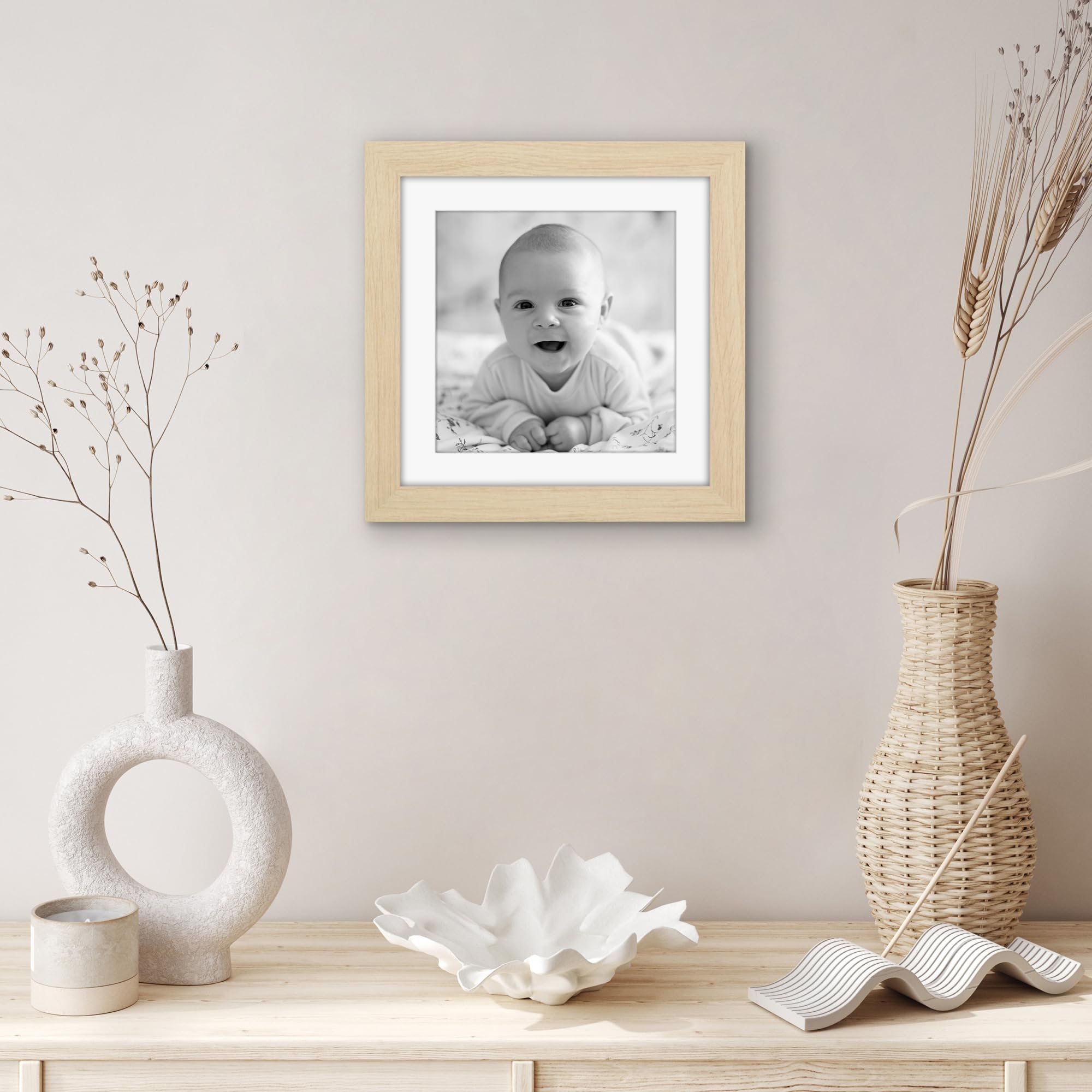 Americanflat 10x10 Picture Frame with Shatter-Resistant Glass - Use as 8x8 Frame with Mat or Display 10x10 Photo Without Mat - H